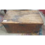 A 19th Century Pine Box along with a ladder back Chair.