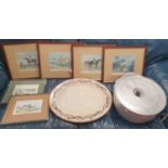 A large 19th Century Ealing Turkey Plate along with a cooking pot and a group of pictures to include