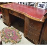 A really good modern Mahogany Desk with a red leather top, in the Victorian style. W 152 x D 76 x