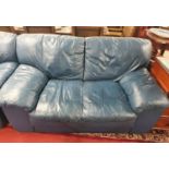 A really good Blue Leather Couch. In very good condition. W 156 x D 90 x H 85 cm approx.