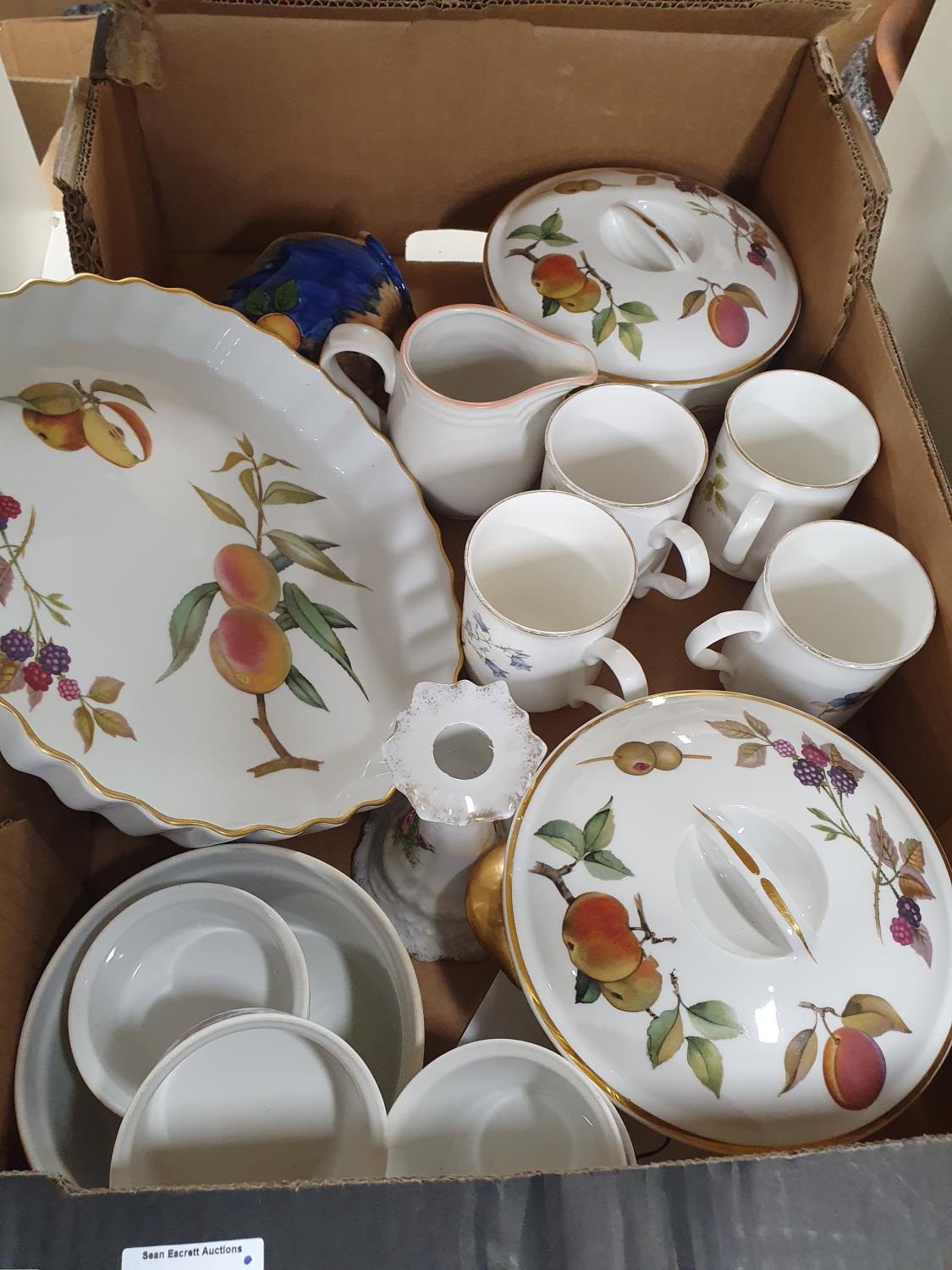 A good quantity of Worcester Evesham pattern Dinnerwares along with Masons, Belleek and other items.