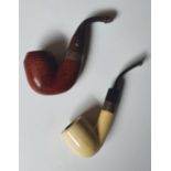 A Petersons of Dublin Sherlock Homes Pipe with Silver Ferrule along with a Petersons of Dublin