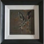 Con Campbell 'Irish Hare' Oil On Board. Framed size 40 cms x 40 cms approx.