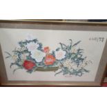 An Oriental Panel Still Life. Framed. 106 x 65 cm approx.