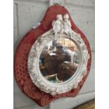 A 19th Century Parian ware circular Mirror on plaque. 37 x 44 cm approx.