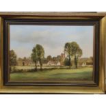 Oil On Canvas laid on panel of a country village by E. Wilson. Signed LR. 37 x 54 cm approx.