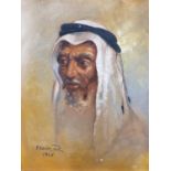 F Bawazier Oil on Canvas portrait of a Middle Eastern man, signed and dated 1966 lower left, 54 x