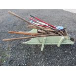 A quantity of Vintage Tools along with a timber Wheelbarrow.