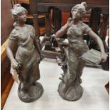 A good pair of 19th Century Spelter Figures. H 45 cm approx.