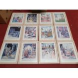 A good set of Caricature Prints along with another 19th Century coloured print.