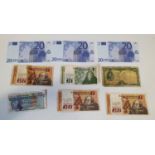 A quantity of Irish Bank Notes and Euro Explanations.