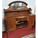 A good Edwardian Mahogany Inlaid Sideboard. W 152 x D 53 x H 157 cm approx.