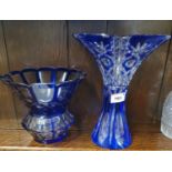 Two Bristol Blue Vases.