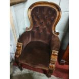 A Victorian Mahogany Gentleman's Armchair. W 71 x D 57 cm approx.