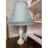 A good Alabaster Table Lamp with good shade. H 61 cm approx.