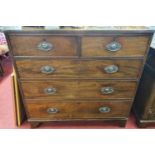 A Georgian Mahogany Chest of Drawers with two short and three long drawers. 108 x 54 x H 105 cms