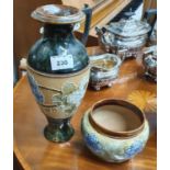 A Doulton Lambeth Salt Glaze Vase along with a Doulton salt glaze pot.