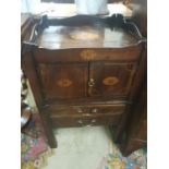 A good Georgian Mahogany and inlaid Side Cabinet. 74H x 44D x 48W cms approx.