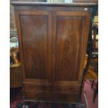A good Georgian Mahogany Linen Press with fully fitted shirt drawer interior.W 107 x D 59 x H 197 cm