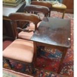 A 19th Century Mahogany Side Table along with three Victorian Mahogany Dining Chairs. Table 75 x