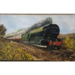 A good Oil on Canvas of a Steam Train. No apparent signature. 76 x 45cms approx.