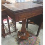 A lovely early 19th Century Mahogany Work Table with chess board and backgammon foldover interior.