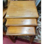 A nest of three Teak G-Plan Tables. Largest being 48 x 48 x H 51 cm approx.