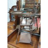 An early 20th Century Child's Chair. H 70 cms approx, a Watercolour by S.F. Purday of Dartmouth