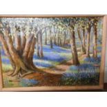 Deer in bluebells, a colourful Oil On Canvas by D. Jamison signed LL along with a 20th Century