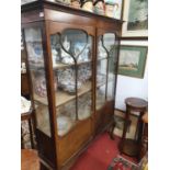An Edwardian Mahogany Display Cabinet, moulded top, astragal glazed doors, glazed sides, claw and
