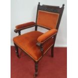 A late 19th Century Walnut Armchair.