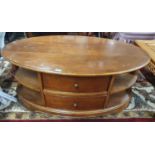 A nice oval Coffee Table with drawered base. 112 x 61 x H 50 cm approx.