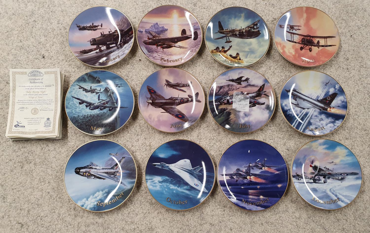 A full Set of Davenport 'Wings of Fame' Collectors Plates. With certs.