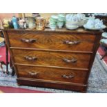 A good 19th Century Mahogany Chest of Drawers with original timber ribboned handles. W 119 x D 54