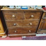 A good 19th Century Mahogany Chest of Drawers of neat proportions with original turned knobs. W 91 x
