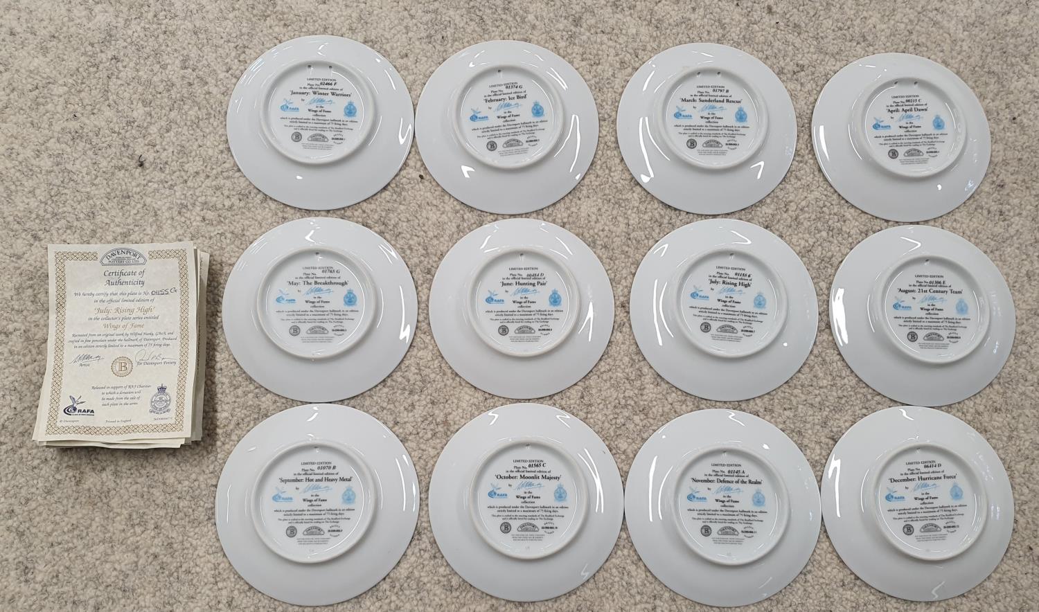A full Set of Davenport 'Wings of Fame' Collectors Plates. With certs. - Image 2 of 2