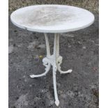 A good heavy Cast iron circular Table with a slate top. H72 x Diam.59cm approx.