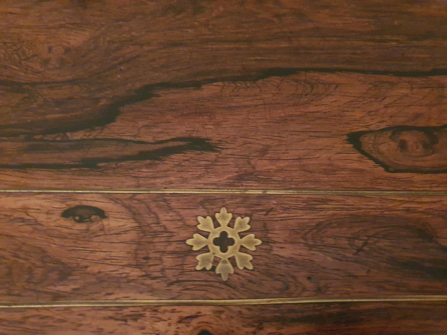 A Magnificent Regency Rosewood and Brass inlaid Foldover Card table on a moulded platform base and - Image 5 of 5