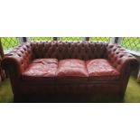 A good red deep buttoned Chesterfield. H70 x D87 x W200cm approx.