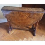 A 19th Century Walnut and Burr Walnut Sutherland Table with turned supports. H74 x D83 x W105cm