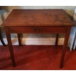 A Georgian Mahogany single drawer Side Table on square tapering supports. 76 x 48 x H72cm approx..