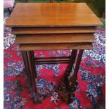 A lovely Nest of four Edwardian Mahogany Tables on turned supports. The largest 53 x 35 x H68cm