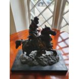 A good Bronze Figure of a Military Man on horseback on a marble base. 32 x 16 x H30cm approx.