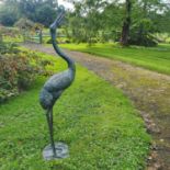 An extremely large Bronze Crane with highly detailed outline H176cm approx.