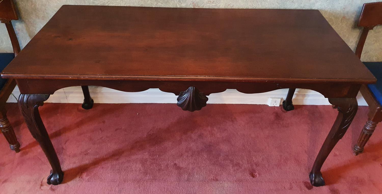 A Magnificent Georgian Mahogany Irish Side/Serving Table with shell motif carved centre on conical
