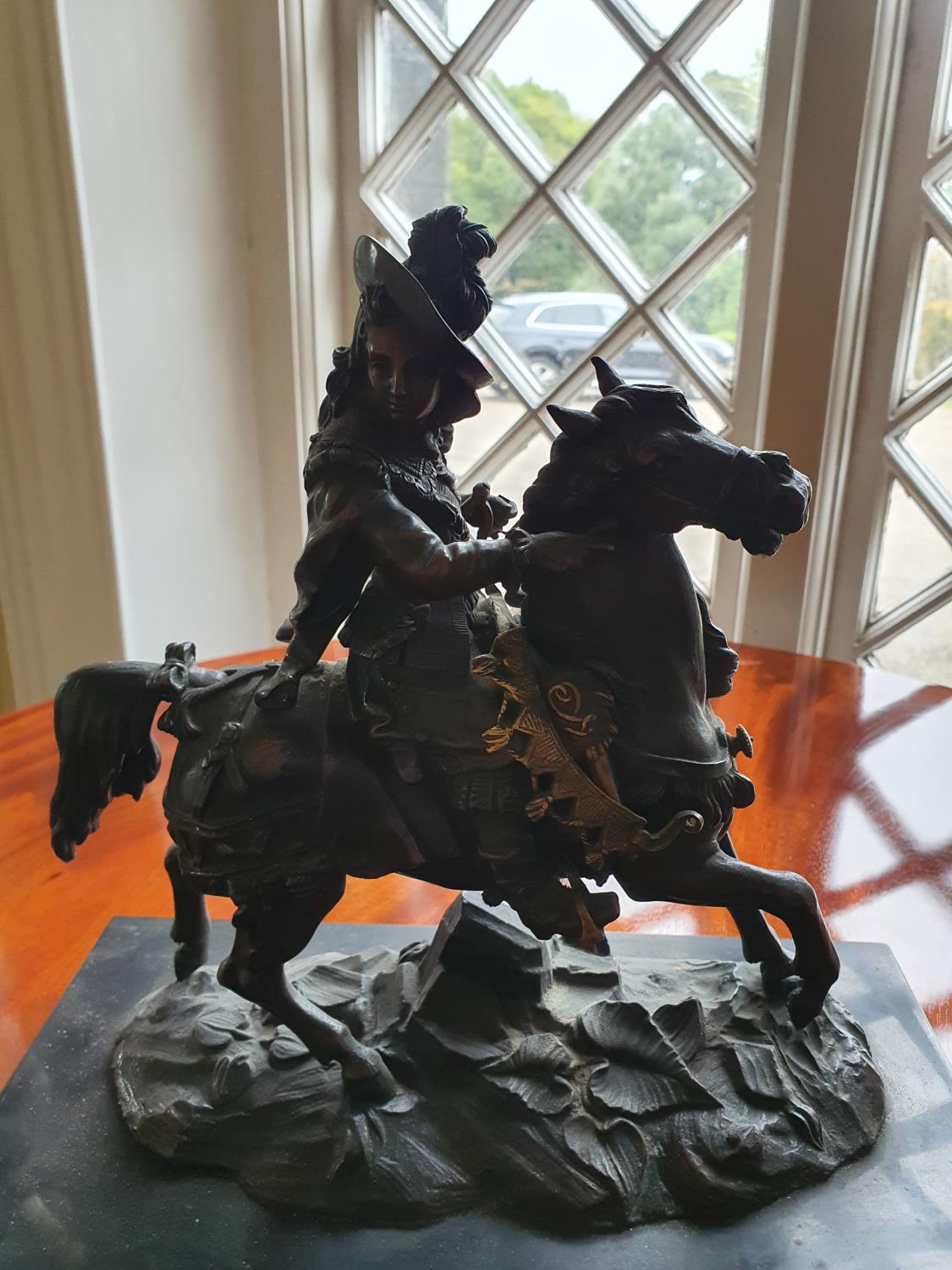 A good Bronze Figure of a Military Man on horseback on a marble base. 32 x 16 x H30cm approx. - Image 2 of 4