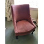 A good pair of upholstered Bedroom Chairs on cabriole supports. H75 x D43 x W58cm approx.