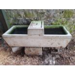 A Concrete Water Trough. H37 x D58 x W140cm approx.