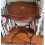 A late19th Rosewood Serpentine shaped Side/Centre Table with an inlaid top. H67 x D49 x W49cm