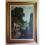 J F Moffatt. A 19th Century Oil on Canvas of a street scene. Signed and dated LL 1883. 91 x W62cm